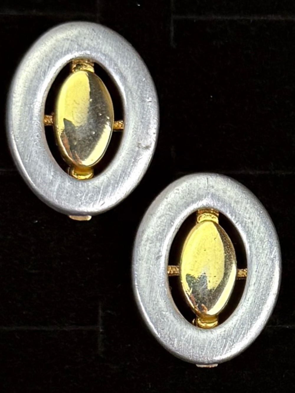 Vintage goldtone, silvertone, weighted clip on earrings